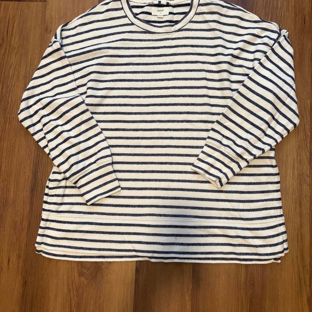 Aerie Oversized Navy Blue Stripe Basic Large Autumn